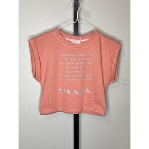 Paper Crane The Beatles Blackbird Lyrics Coral Pink Short Sleeve Crewneck Tee S